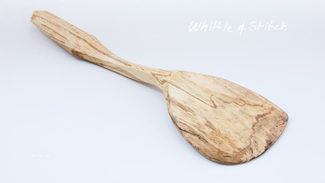 Hand carved wooden spatula in spalted Beech by Peter Maton Sussex UK 2014  http://whittleandstitch.net