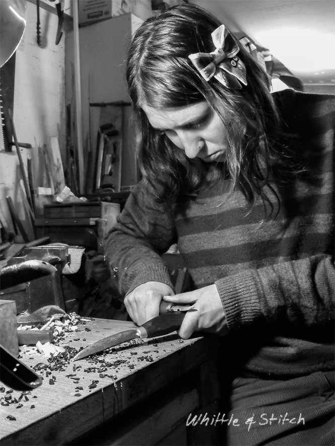 Knife Making with Bog Oak and hand forged blade. © P.Maton 2014 whittleandstitch.net