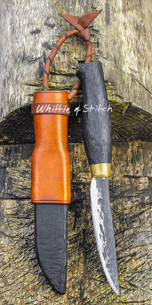 Knife Making with Bog Oak and hand forged blade. © P.Maton 2014 whittleandstitch.net