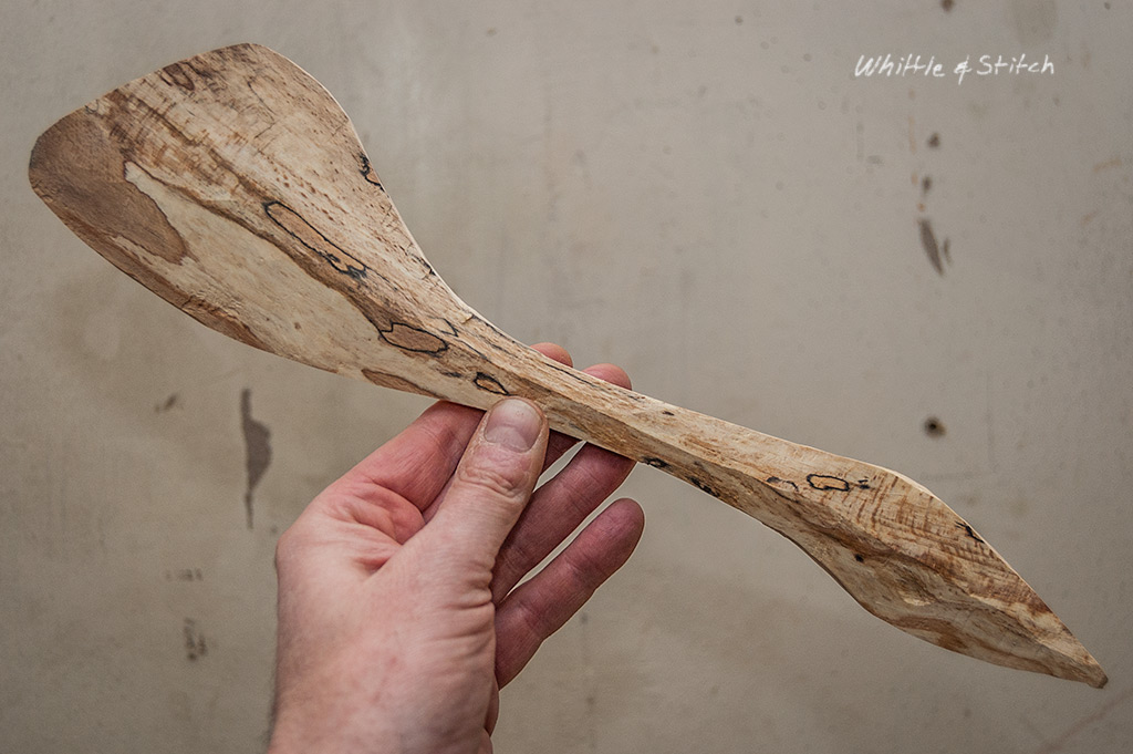 Axe wood carving, spalted Beech spoon and spatula. Hand made wood craft. Colour landscape. © P. Maton 2015 whittleandstitch.net
