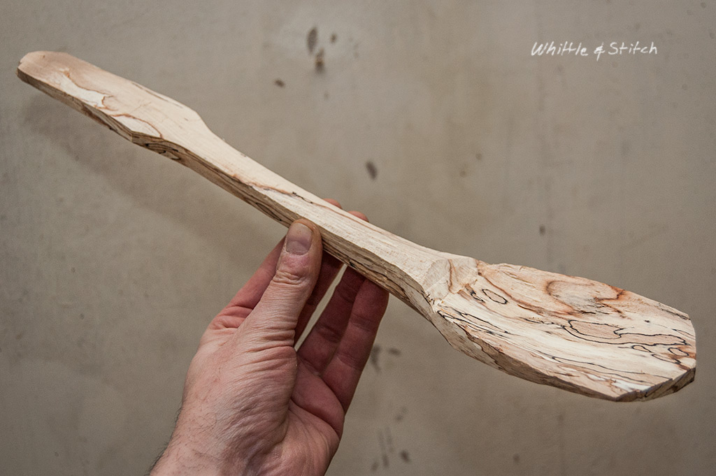 Axe wood carving, spalted Beech spoon and spatula. Hand made wood craft. Colour landscape. © P. Maton 2015 whittleandstitch.net